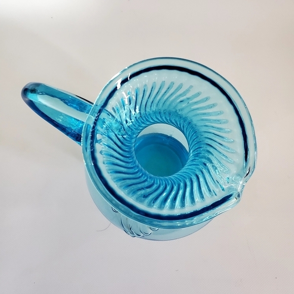 Indiana Glass TIara Glass Water Pitcher Clear Blue Vintage MCM - Picture 5 of 7